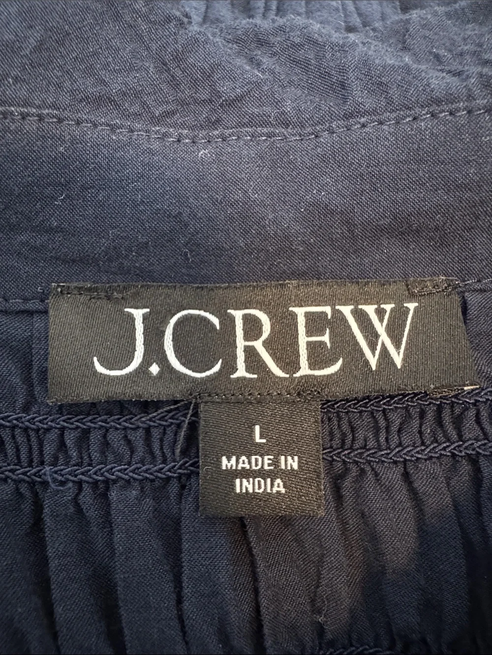 J. Crew Navy Smocked button-up shirt in cotton-blend voile